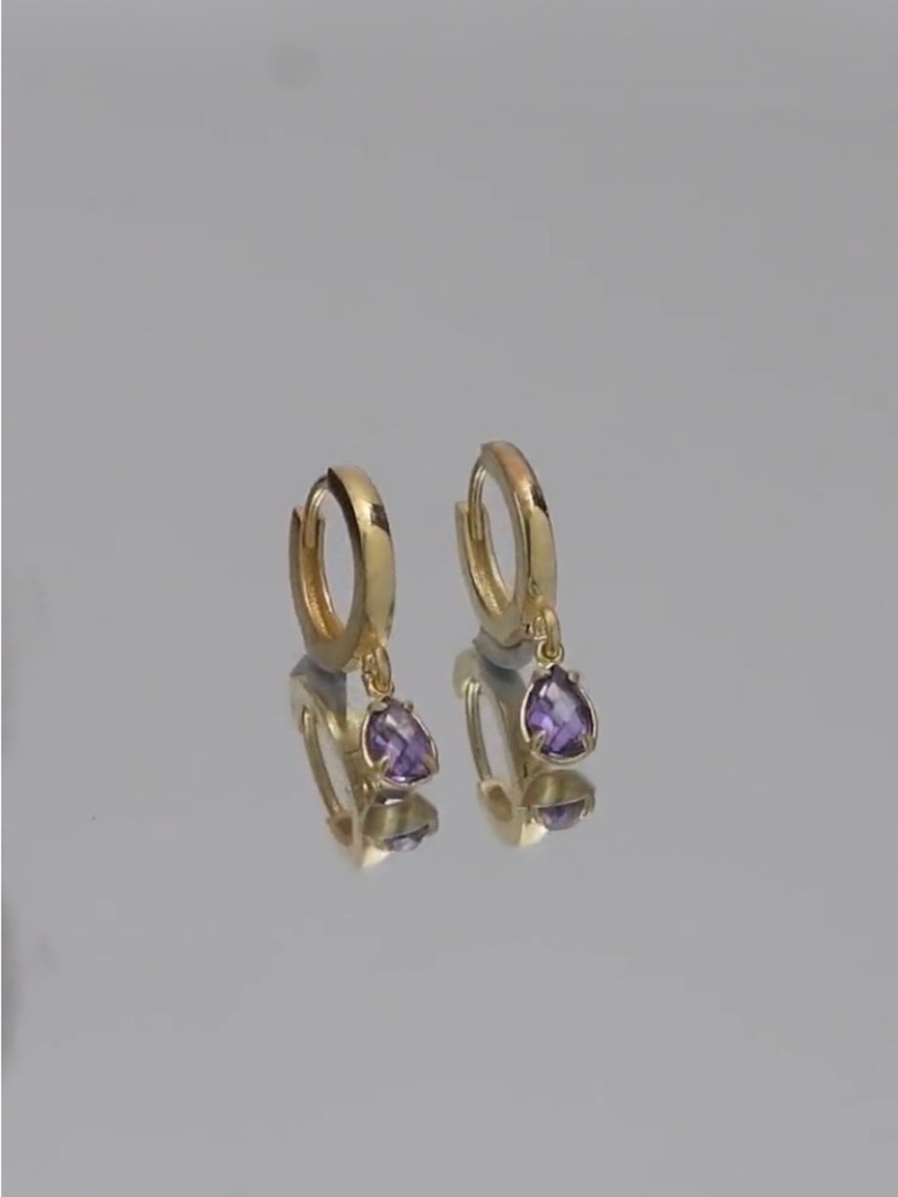 Huggie Drop Amethyst Gold 14k Hoop Earrings